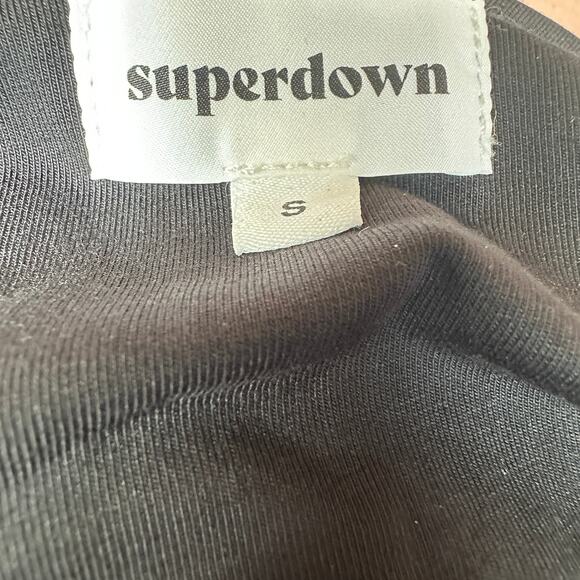 Superdown Asymmetrical Mini Dress Black SMALL Bodycon Off Shoulder Revolve $72 - Picture 8 of 9